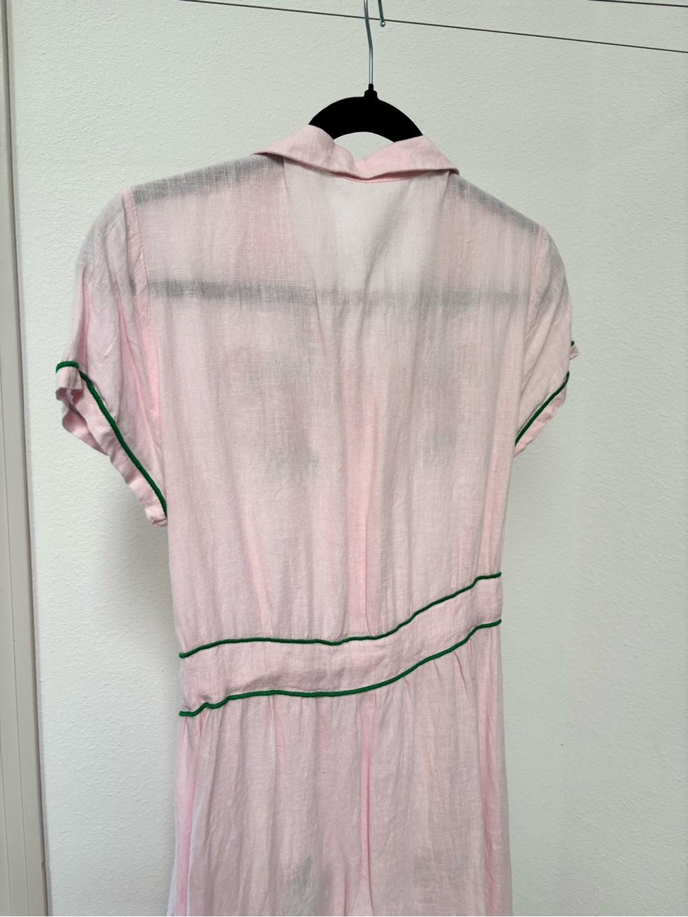 Fanm Mon Linen Dress - Button-Front with Red Rose Embroidery - Picture 5 of 6